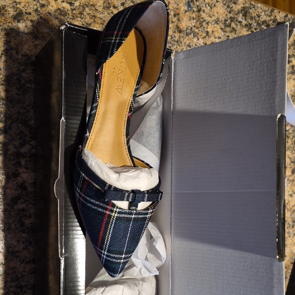 J. Crew Women's Plaid Mules - Black, White, and Red - Picture 2 of 7